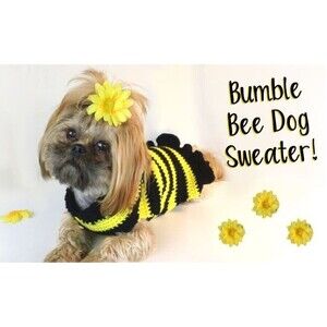 Hand crocheted bumble bee dog sweater
